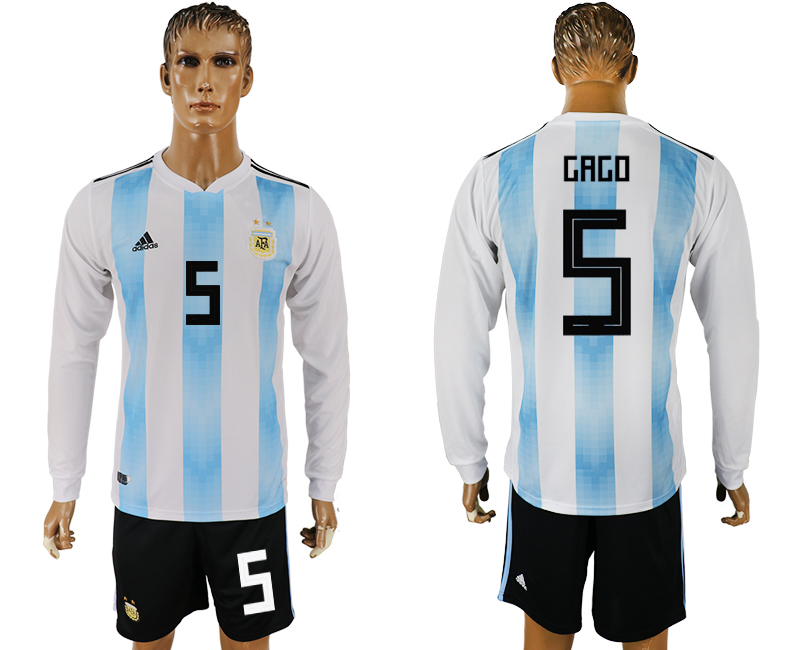 Maillot de foot ARGENTINA LONG SLEEVE SUIT #5 GAGO  2018 FIFA WO